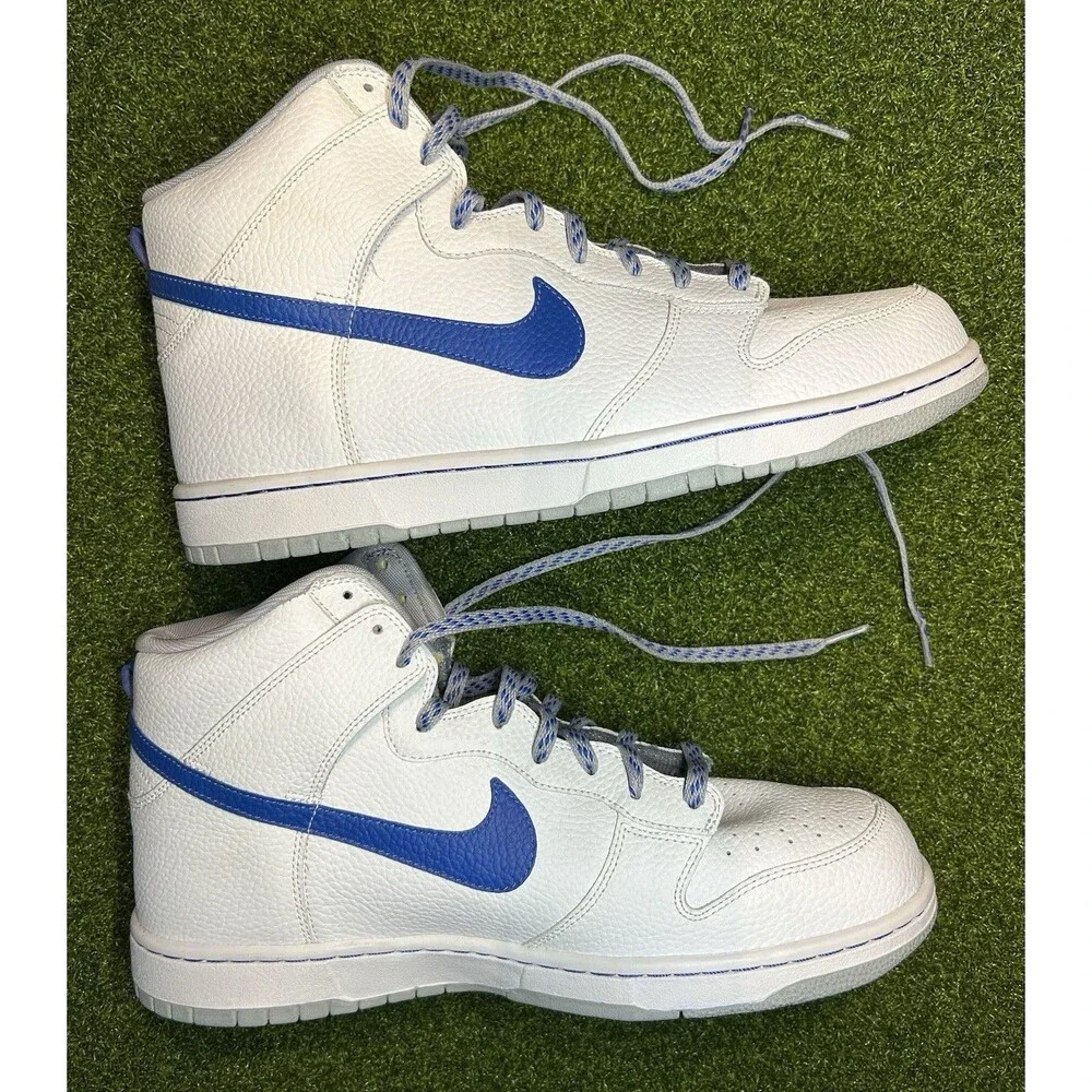 Nike Dunk High iD Custom!!! Men’s Size 13 NikeiD White Blue Gray Soles EUC